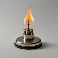 A Bunsen burner with a small control knob