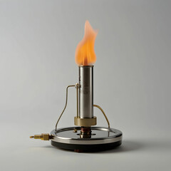 A Bunsen burner with a small control knob
