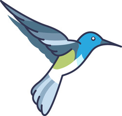 Illustration of a colorful hummingbird in flight, symbolizing agility and beauty.