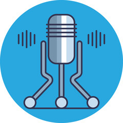 Illustration of a vintage microphone with sound waves, symbolizing podcasting and audio recording.