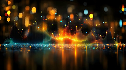 Fototapeta premium Abstract 3D Digital Cityscape with Glowing Lights