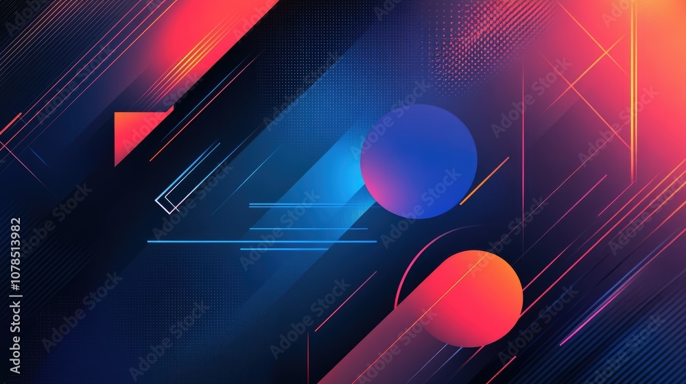 Poster a creative abstract graphic design with geometric visuals and dynamic colors, forming a modern, eye-