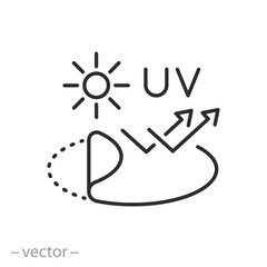 spf protect, tanning sticker icon, sun protection skin, uv layer, anti radiation film, line vector illustration