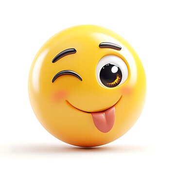 recommend clip art: 3d emoji, smiley face winking eye, white background