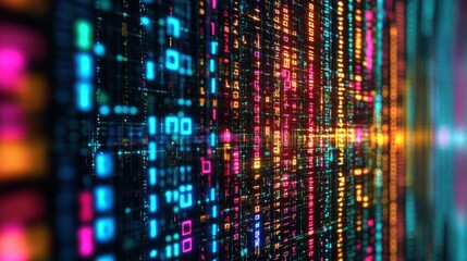 Obraz premium Digital network line cyberspace wave code data energy abstract background wallpaper AI generated image