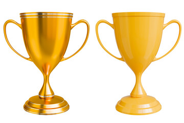Gold cup for achievement, football championship, sports competition, contest, game winner award shape. Champion's Achievements Tournament victory 3D illustration rendering - clipping path