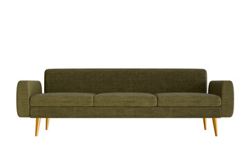 green fabric sofa modern furniture The sofa is separated from the background. 3D illustration renderer-clipping path