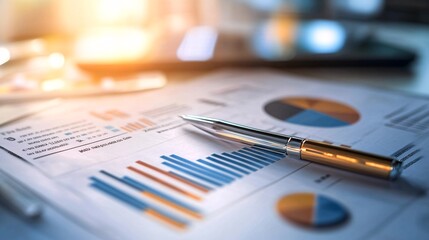 Fototapeta premium Marketing Research Planning with Charts and Soft Tones