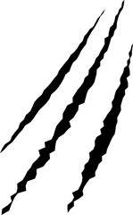 Claws scratches, animal monster mark design element, tattoo and decor for halloween. Black vector silhouette.