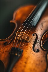 Slowmotion video of violin strings vibrating as theyre played AI generated illustration