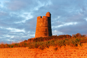Vauban tower in Saint-Vaast-la-Hougue coast. 