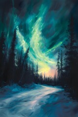 Fototapeta premium Soft pastel interpretation of the Northern Lights captured from an environmental view AI generated illustration