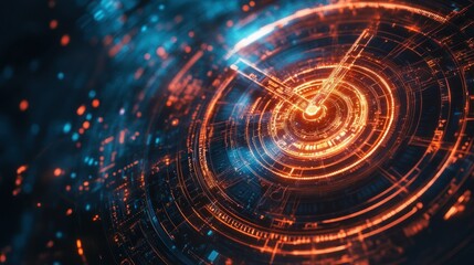Obraz premium Time travel machine digital red circle cyber technology concept background wallpaper AI generated image