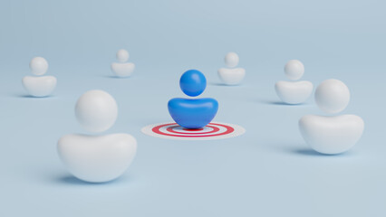 Target audience customer segmentation marketing strategy concept, target customer, buyer persona, marketing segmentation, job recruitment concept, people icon target group and aiming, 3d rendering