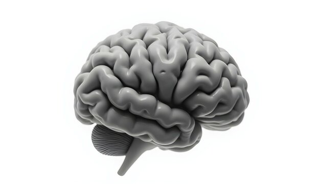 side view of human brain in front of white background