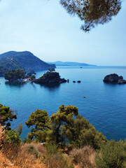 Fototapeta premium Parga town on the seashore of Ionian Sea, Greece