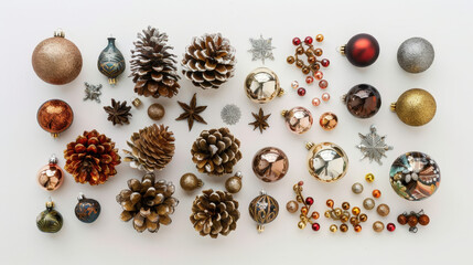 christmas decorations on a white background