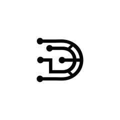 D letter logo technology vector