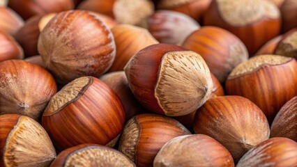 Obraz premium Hazelnut Nut Pattern Background for Culinary & Food Photography - Repeated Design Featuring Delicious Nuts Perfect for Recipes, Packaging, or Food Blog Decoration