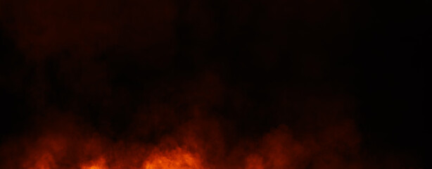 Panoramic view misty fire smoke on isolated background. Abstract texture overlays for copyspace. Stock illustration.