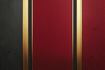 Fototapeta premium A vertical background with a red carbon fiber texture and a golden border, creating an elegant look for web design or graphic designs. 
