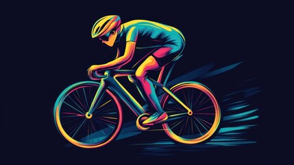 Cyclist in Motion - A Vibrant Illustration