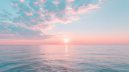 Fototapeta premium Sunrise over a calm sea captured in a beautiful pastel palette AI generated illustration