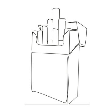 recommend clip art: One continuous single drawing line art flat doodle cigarette, pack, smoke, tobacco, box, unhealthy, nicotine. Isolated image hand draw contour on a white background, hand drawn, not AI
