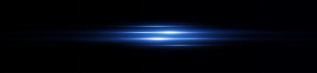 Light blue reflection lines, neon lighting in blue colors. Bright light lens. Police light effects, line. Shiny stars, sparks on a black background. Vector blue light effect