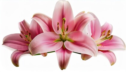 Fototapeta premium beautiful pink lily flower with bud isolated on white background