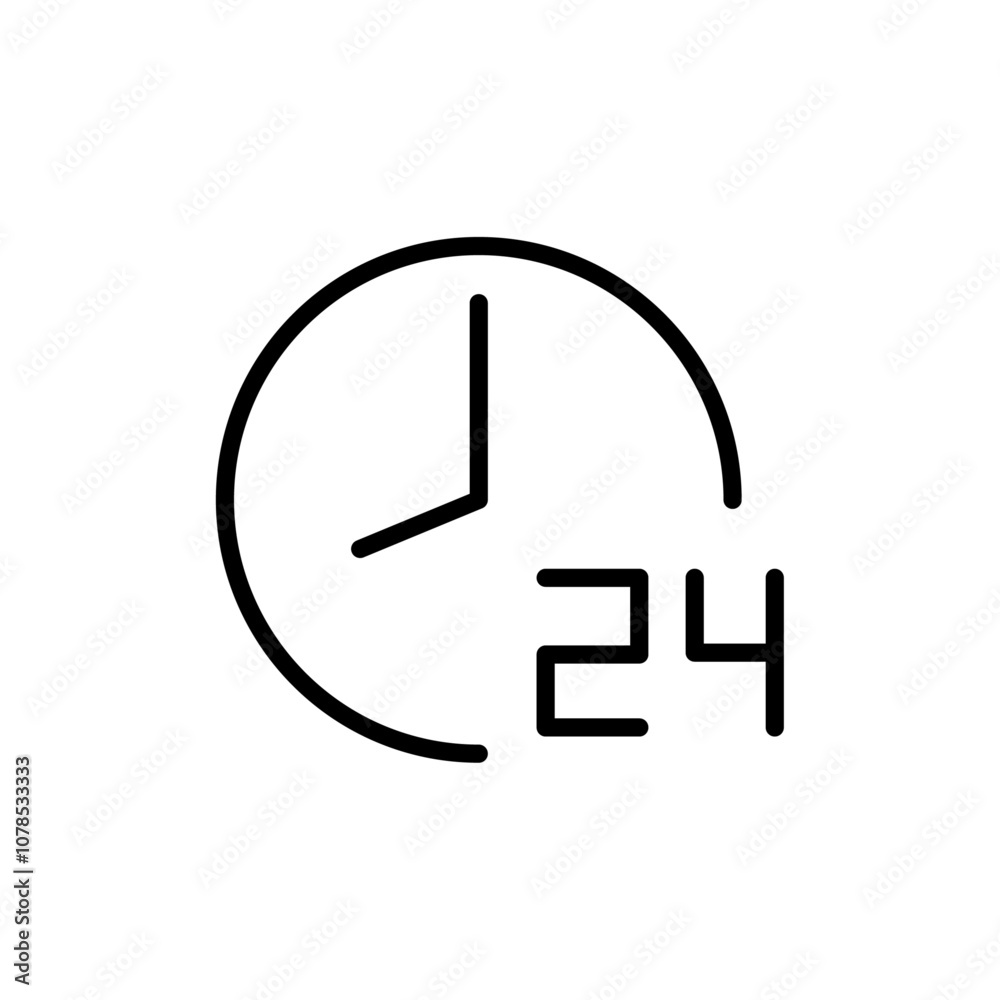 Poster 24 hrs icon outline vector for web ui