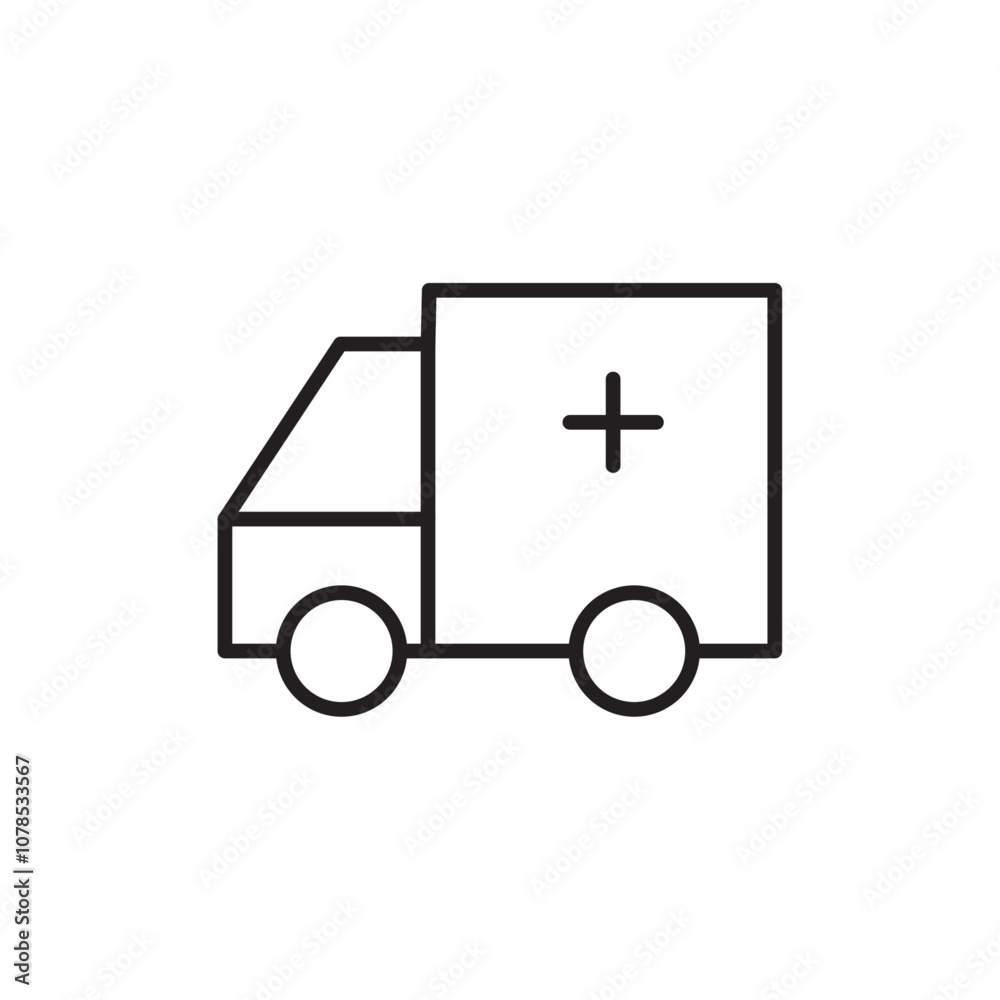 Poster Ambulance icon Outline vector for web ui