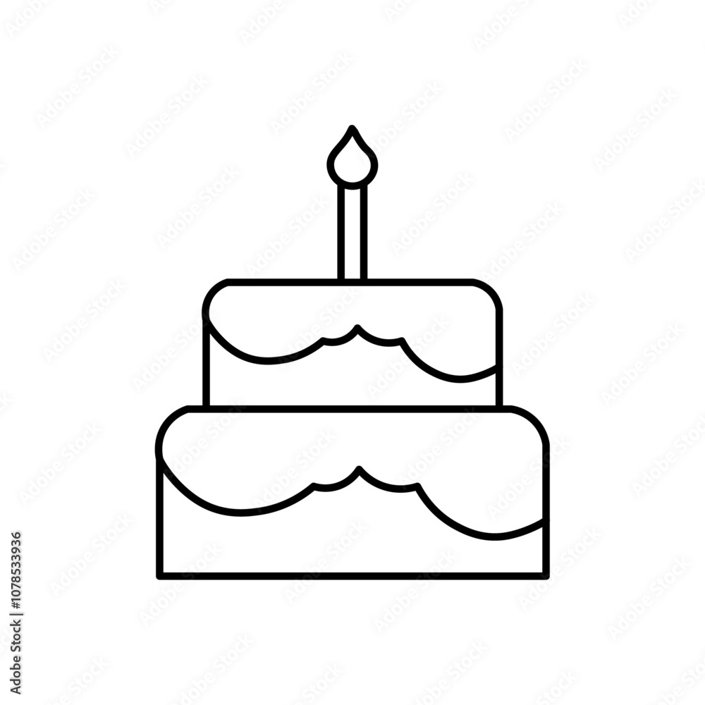 Aufkleber birthday cake icon outline vector for web ui