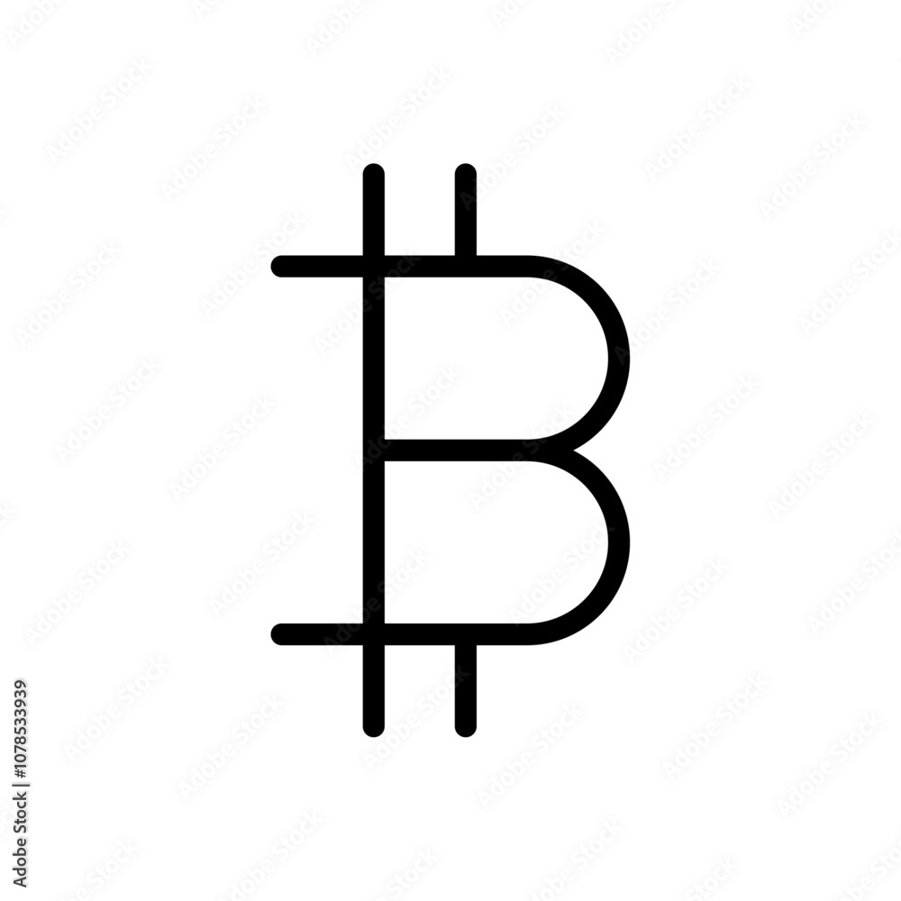 Poster Bitcoin Icon Outline vector for web ui