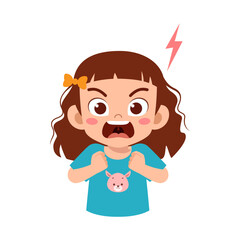 little kid scream and feel angry