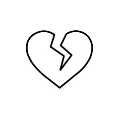 Broken heart icon Outline vector for web ui