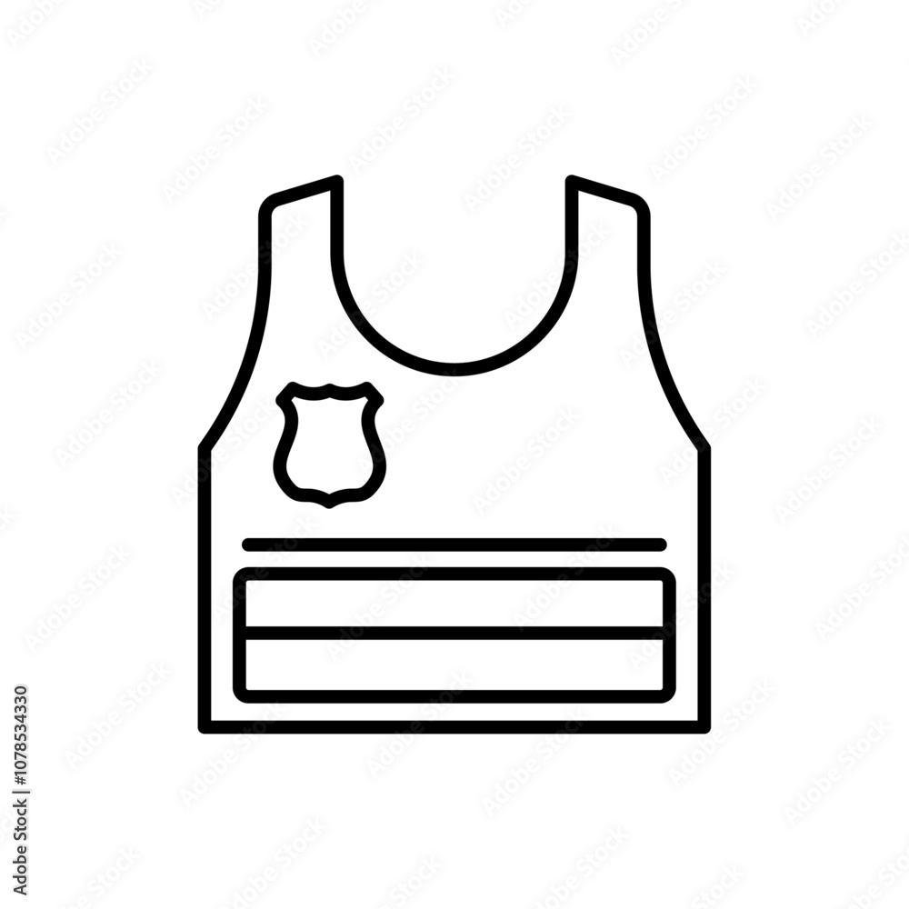 Poster bullet proof vest outline vector for web ui