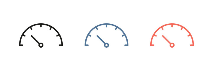 Speedometer icon set on transparent background. Speed indicator symbol illustration.