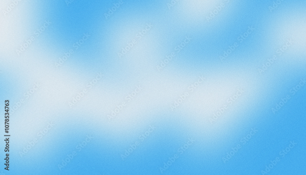 Poster Sky blue with white clouds. blue color gradient background. blue color texture grainy background. noise texture effect. banner design. futuristic minimal modern luxury premium page