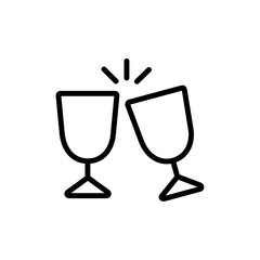 Clinking glasses icon Outline vector for web ui