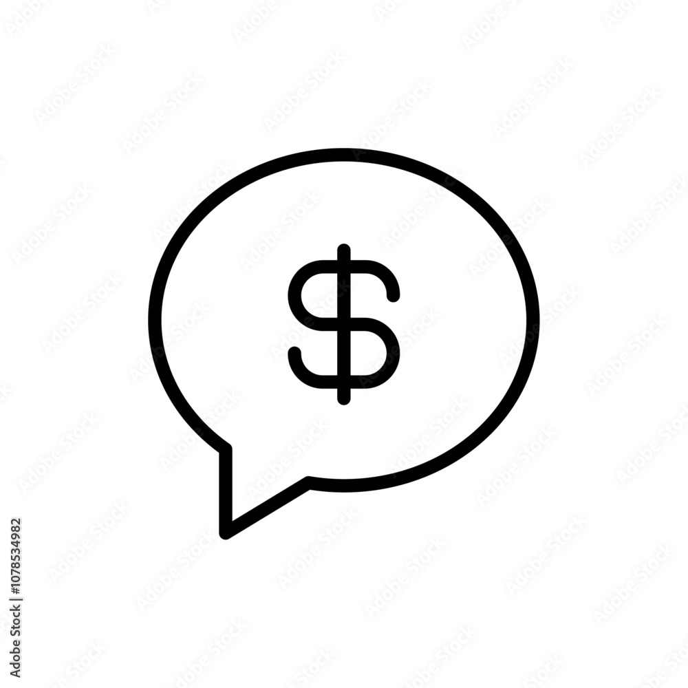 Poster Comment dollar icon Outline vector for web ui