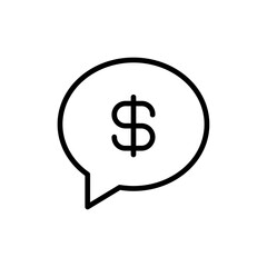 Comment dollar icon Outline vector for web ui