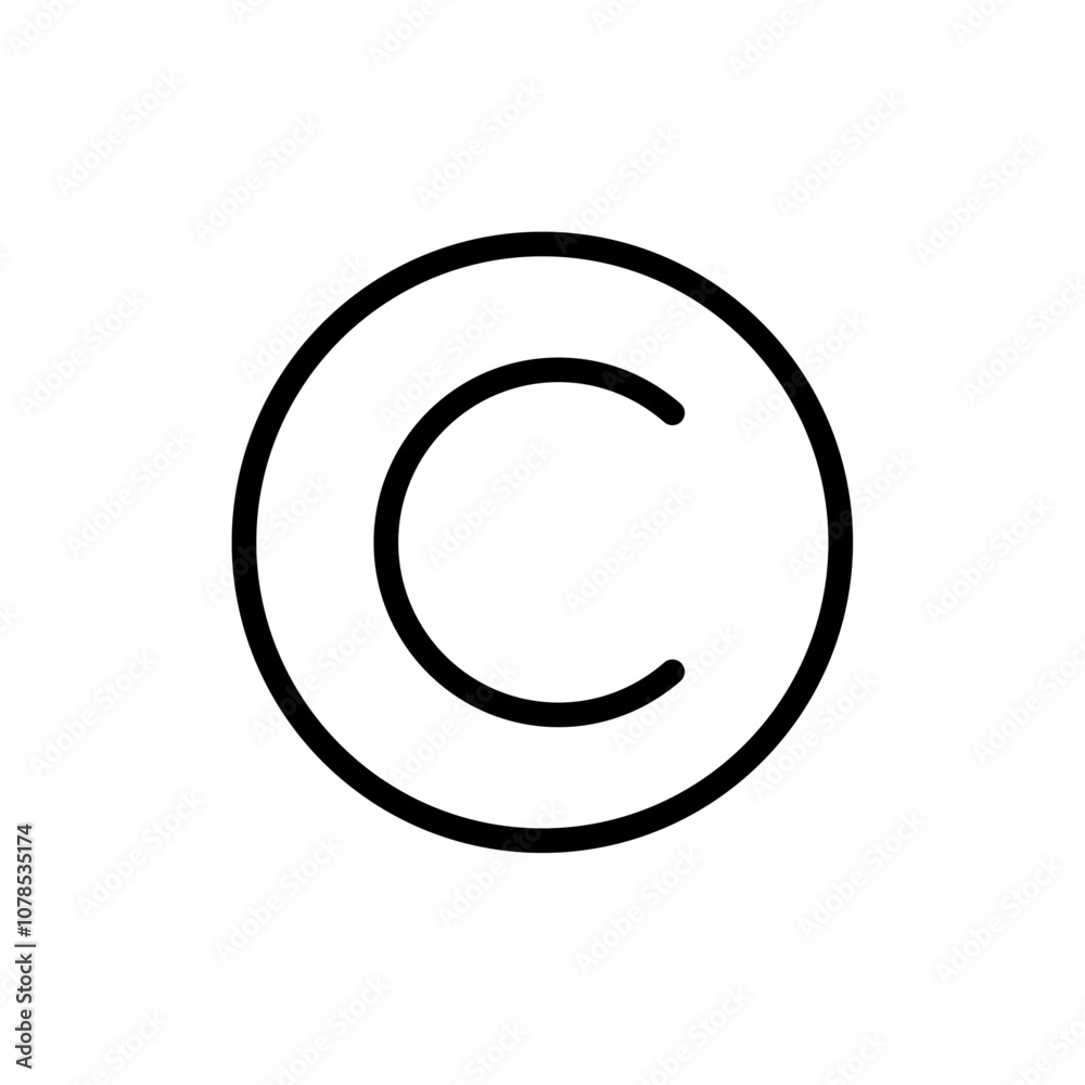 Poster copyright icon outline vector for web ui
