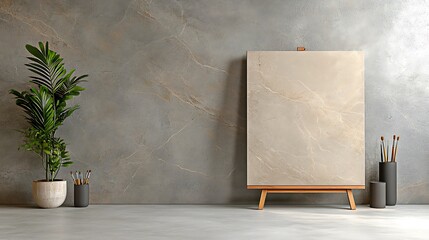 Create stunning artwork in a minimalist studio with natural light and elegant decor