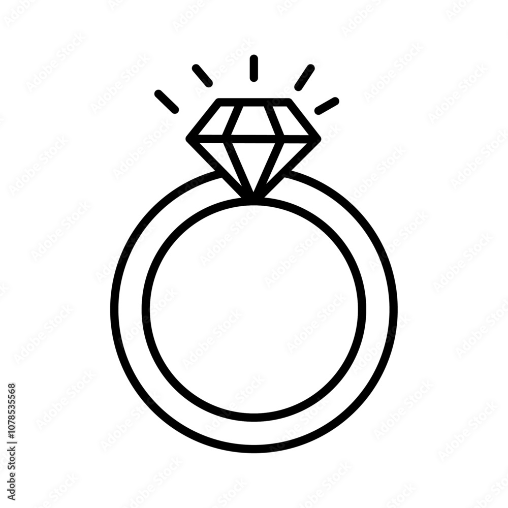Poster diamond ring icon outline vector for web ui