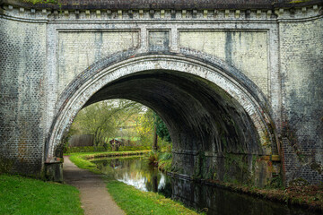 The Hazlehurst aqueduct carrying the Leek branch over the Caldon canal near Denford in...