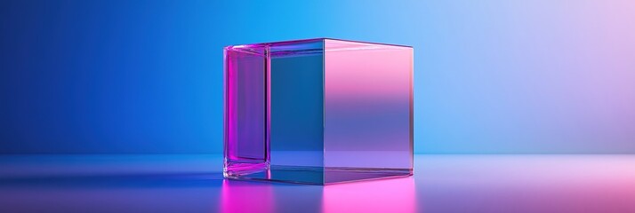 Fototapeta premium Abstract Marketing Background Featuring a 3D Rendering of Smooth Transparent Glass with a Gradient Texture. This Composition Showcases Light and Shadow Play Against a Soft Blue-Purple Backdrop, Utiliz