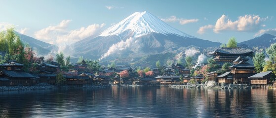 Explore the breathtaking beauty of mount fuji in gigapixel high fidelity travel scene