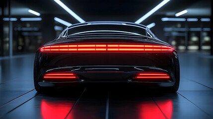 Black Luxury Sedan Tail Lights 3D Illustration
