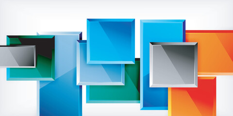 Obraz premium Glass toy style square shapes abstract design. Vector Illustration For Wallpaper, Banner, Background, Card, Book Illustration, landing page